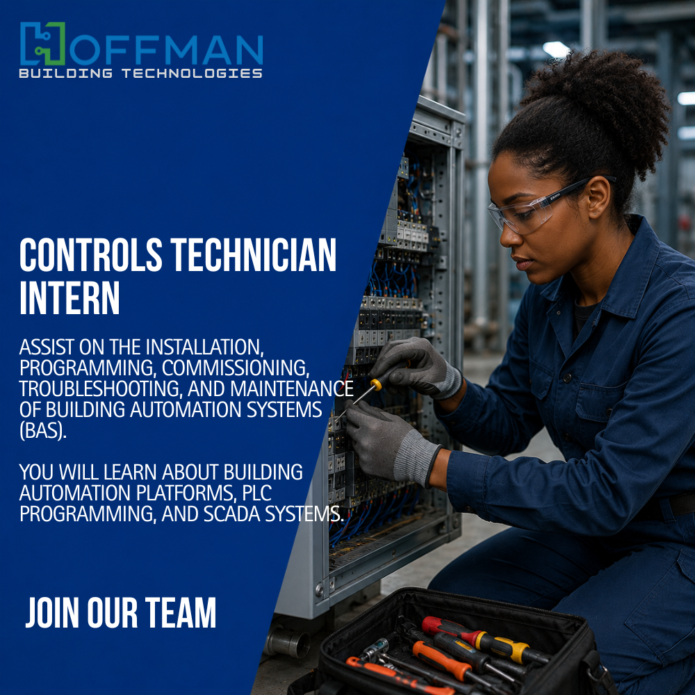 Hoffman Building Technologies - Hiring post - Controls tech intern.