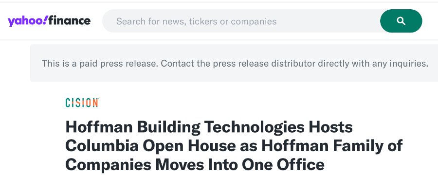 Yahoo Finance article on the Columbia open house
